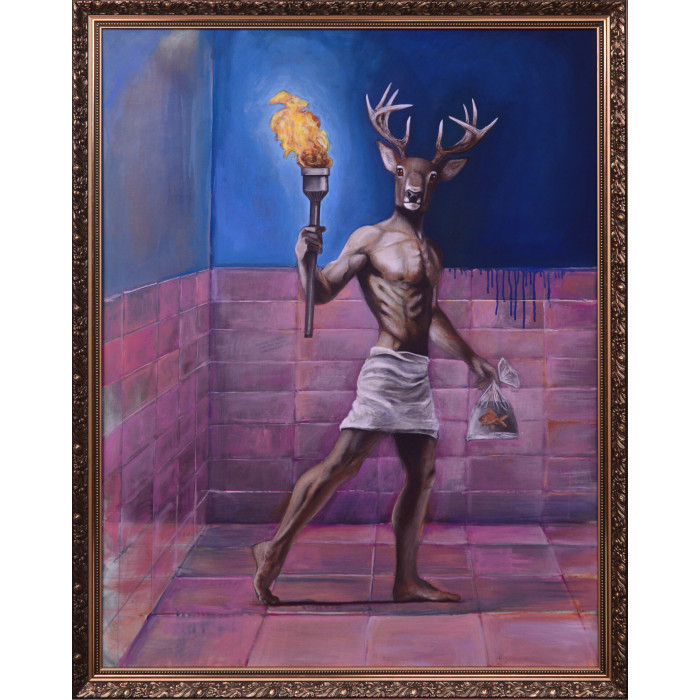 Painting “HER MESS” (2022) | Lech Bator – oil on canvas, collage, 130×100 cm Painting “HER MESS” (2022) | Lech Bator – oil on canvas, collage, 130×100 cm