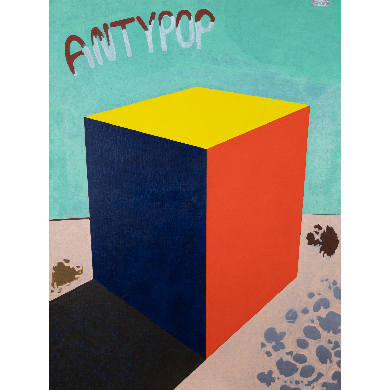 Painting “Antypop” (2022) | Leszek Markuszewski – oil on canvas, post-abstract, 120×160 cm