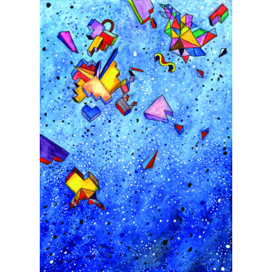Gemälde „Kosmos II“ (2021) | Karolina Sosnowska – Mixed-Media-Kunst inspiriert vom Universum Gemälde „Kosmos II“ (2021) | Karolina Sosnowska – Mixed-Media-Kunst inspiriert vom Universum