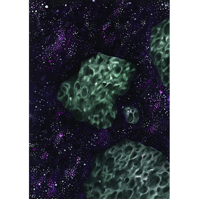 Painting “Meteorites” (2021) | Karolina Sosnowska – mixed media, 29×42 cm, unique