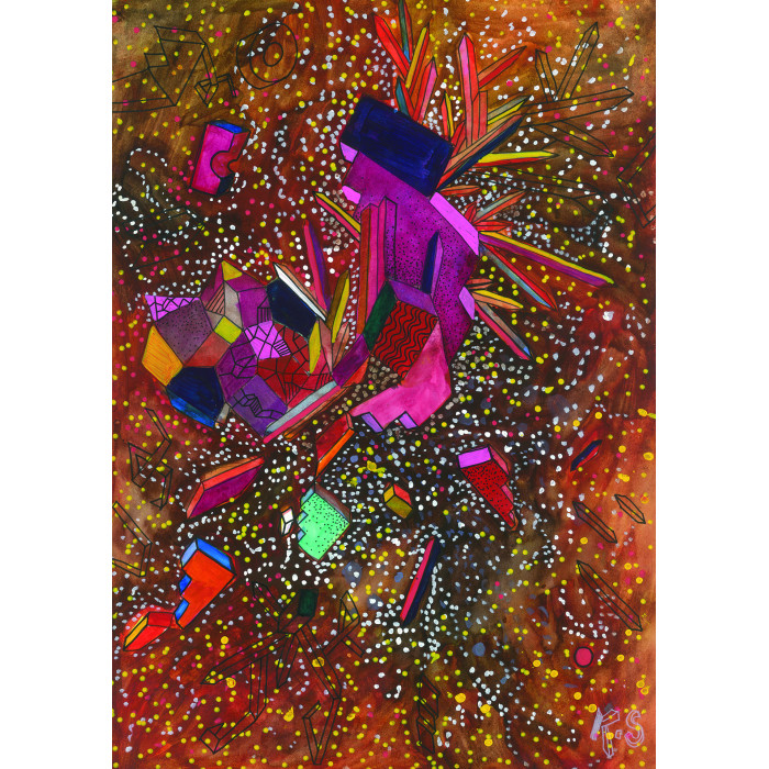 Grafika „Kosmos V” (2021) | Karolina Sosnowska – technika mieszana, 29×42 cm, unikat