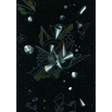 Estampe « Cosmos XIX » (2021) | Karolina Sosnowska – technique mixte, 29×42 cm, unique