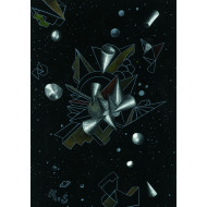 Grafika „Kosmos XIX” (2021) | Karolina Sosnowska – technika mieszana, 29×42 cm, unikat