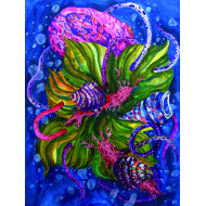 Tableau « Hostas, escargots et poulpe » (2022) | Karolina Sosnowska – technique mixte, 56×68 cm, unique Tableau « Hostas, escargots et poulpe » (2022) | Karolina Sosnowska – technique mixte, 56×68 cm, unique