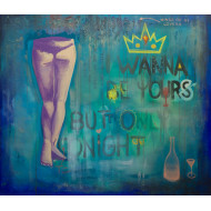 Obraz „I wanna be yours but only tonight” (2022) | Marta Chudzik – technika mieszana, 140×120 cm