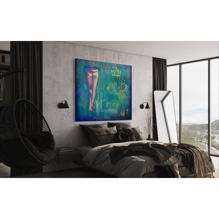 Obraz „I wanna be yours but only tonight” (2022) | Marta Chudzik – technika mieszana, 140×120 cm