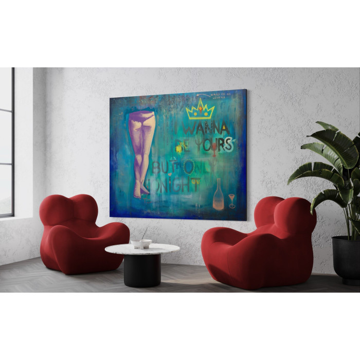 Obraz „I wanna be yours but only tonight” (2022) | Marta Chudzik – technika mieszana, 140×120 cm