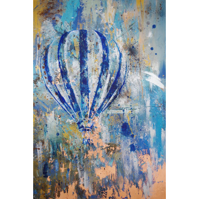 Obraz „Balon IX” (2020) Magdy Maciaszek – akryl na płótnie z płatkami miedzi, 80 × 120 cm Obraz „Balon IX” (2020) Magdy Maciaszek – akryl na płótnie z płatkami miedzi, 80 × 120 cm
