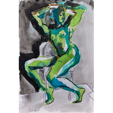 Dessin « Nu III » (2020) | Anna Rendecka – technique mixte sur papier, étude du corps Dessin « Nu III » (2020) | Anna Rendecka – technique mixte sur papier, étude du corps