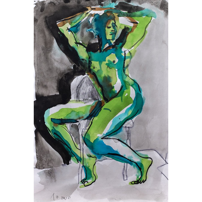 Drawing “Nude III” (2020) | Anna Rendecka – mixed media on paper, study of form and emotion Drawing “Nude III” (2020) | Anna Rendecka – mixed media on paper, study of form and emotion