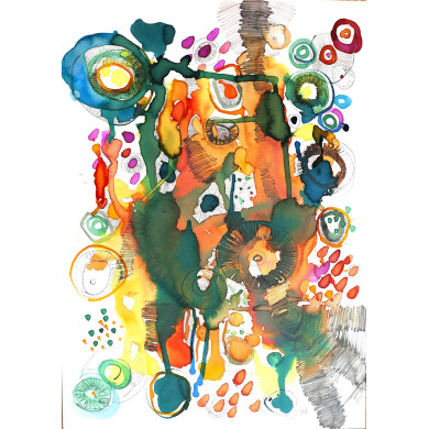 Zeichnung „Migräne – Herbst“ (2022) | Anna Rendecka – Mischtechnik auf Papier, expressive Abstraktion Zeichnung „Migräne – Herbst“ (2022) | Anna Rendecka – Mischtechnik auf Papier, expressive Abstraktion