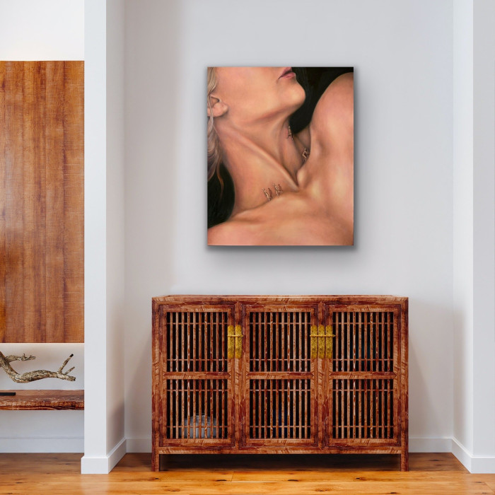Painting “Walk” (2023) | Joanna Czajkowska – figurative semi-nude in magical realism Painting “Walk” (2023) | Joanna Czajkowska – figurative semi-nude in magical realism