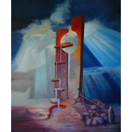 Obraz „Oczekiwanie” (2022) | Piotr Horodyński – olej na płótnie, 100×81 cm, surrealizm