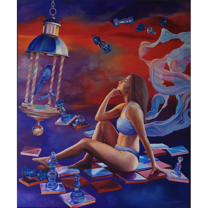 Obraz „CISZA JEST POEZJĄ” (2022) | Piotr Horodyński – olej na płótnie, 100×120 cm