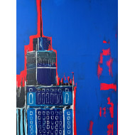 « Uwaga, to nie chmury » (2021) | Paulina Taranek – acrylique sur toile, 100×80 cm, Cityscapes