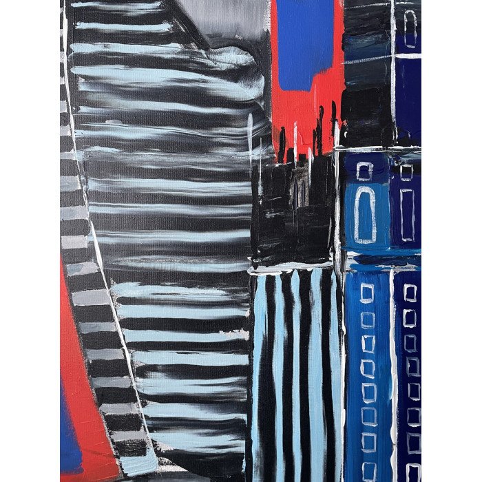 Gemälde „Uwaga, to nie chmury“ (2021) | Paulina Taranek – Acryl auf Leinwand, 100×80 cm, Cityscapes