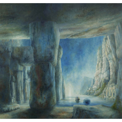 Obraz „Neolythic Biforium”, 2023 – olej na płycie HDF, Andrzej Maląg Obraz „Neolythic Biforium”, 2023 – olej na płycie HDF, Andrzej Maląg