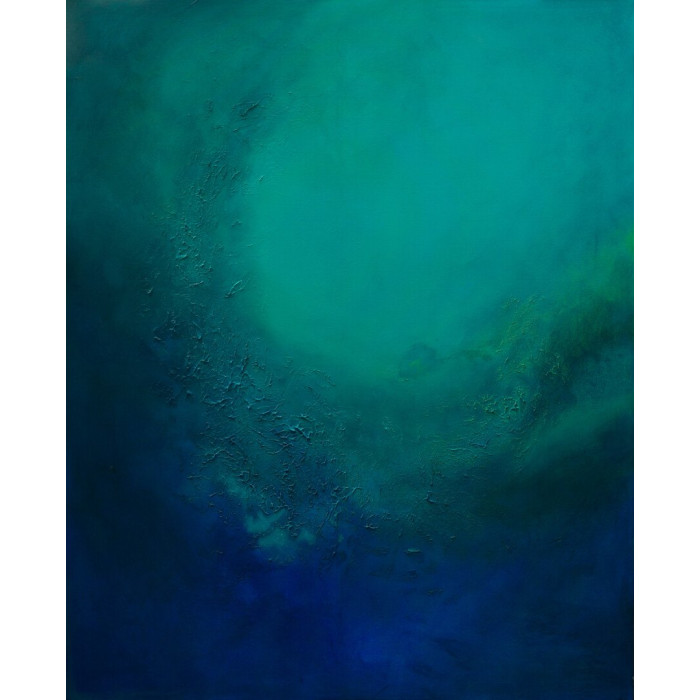 “In Light We Trust” (2023) | Marta Chudzik – acrylic on canvas, 160×130 cm