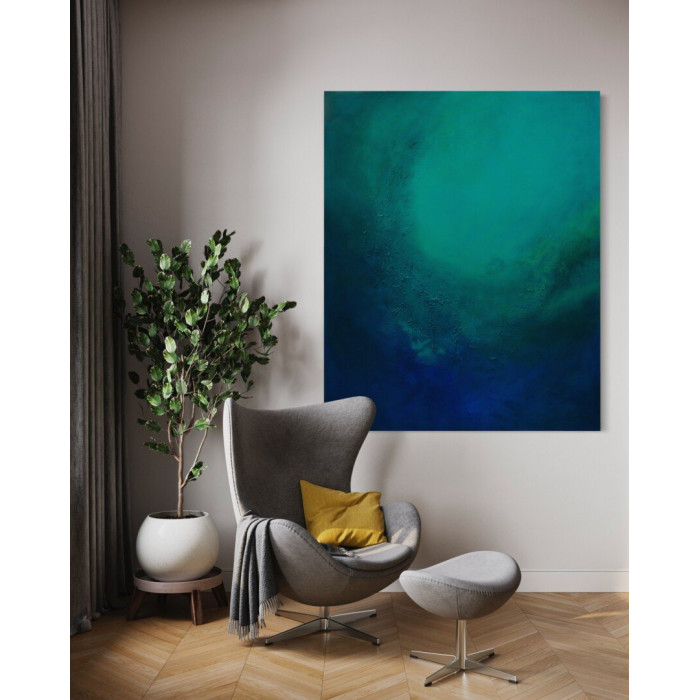 “In Light We Trust” (2023) | Marta Chudzik – acrylic on canvas, 160×130 cm