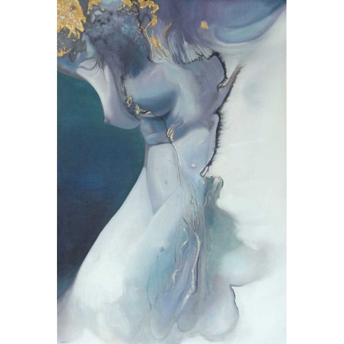“Aphrodite” (2022) | Piotr Piecko – oil, acrylic & gold leaf, 150×100 cm