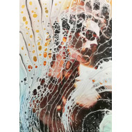 Obraz „Apollo” (2023) | Piotr Piecko – mixed media: akryl, płatki złota, 100×70 cm, Mity i legendy