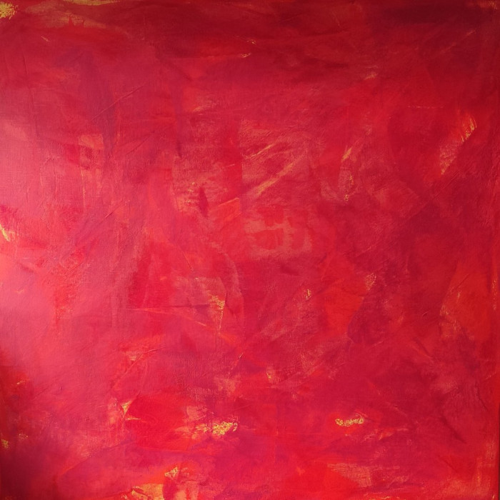 « Inferno » (2023) | Mira Pürschel – acrylique sur toile, 100×100 cm