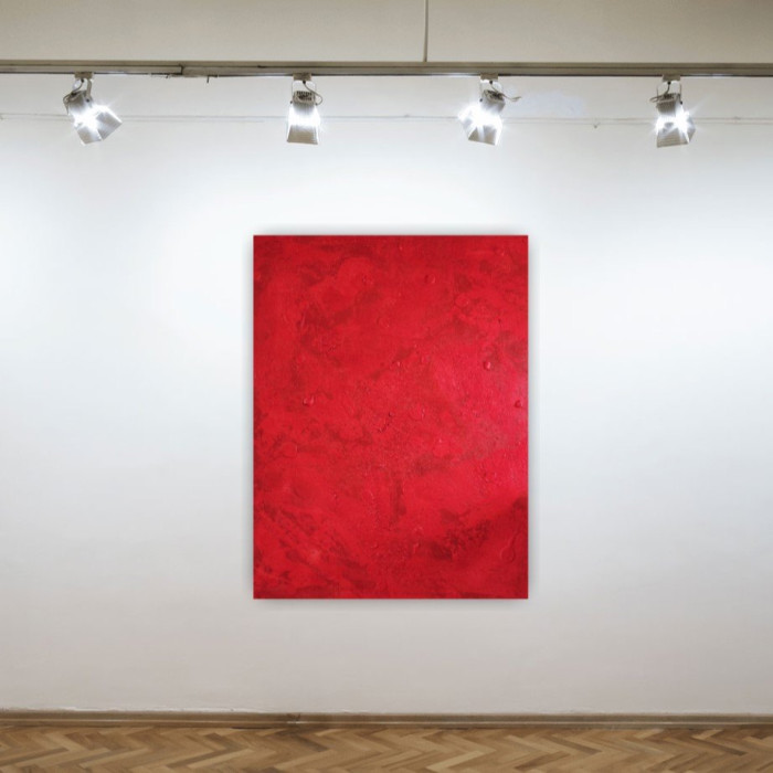 Gemälde „No name Red“ (2023) | Mira Pürschel – Acryl/Mischtechnik, 120×100 cm