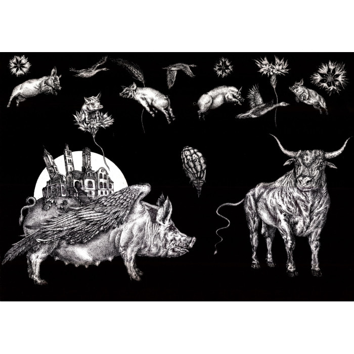 “Cornflower Moon of the Frost Fields” (2011) | Przemysław Tyszkiewicz – etching & aquatint, 94×67 cm