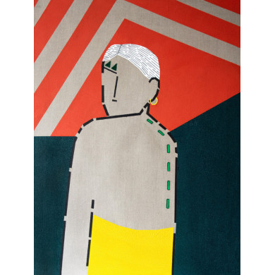 Gemälde „Aurora“ (2022) | Matylda Burszta – Collage & Öl auf Leinwand, 90×120 cm