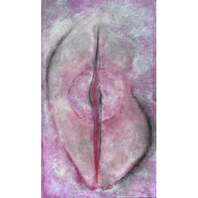 Painting “Act – The Fruit of Femininity” (2024) | Malina Wieczorek – mixed media, 100×170 cm