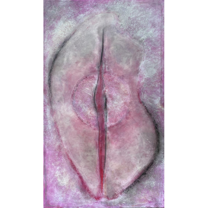 Tableau « Acte – Le Fruit de la Féminité » (2024) | Malina Wieczorek – technique mixte, 100×170 cm