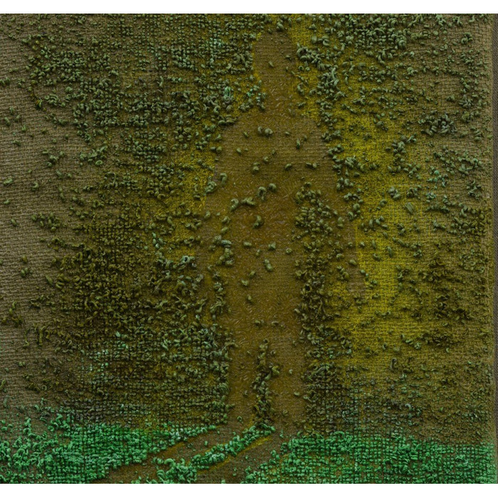 Obraz „Pomiędzy 1” (2024) | Piotr Trusik – olej na płótnie, 35×35 cm