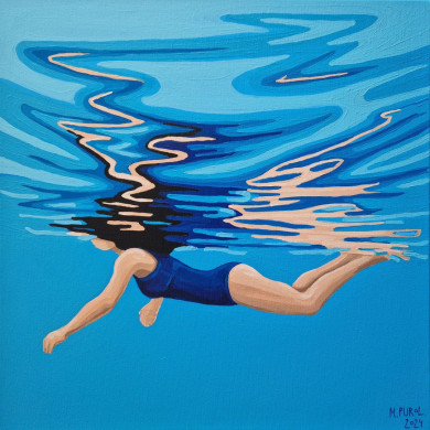 Obraz „Big Blue 16” (2024) | Magdalena Purol – akryl na płótnie, 50×50 cm