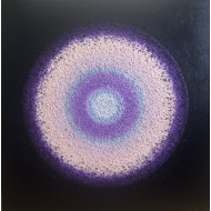 “Ethereal Vibes” (2024) | Monika Wałęga – acrylic/mixed media, gold, 100×100 cm