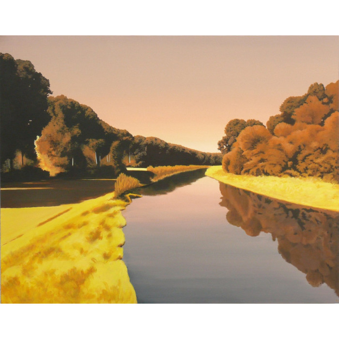 Painting “Evening by the River” (2022) | Magdalena Laskowska – acrylic on canvas, 92×73 cm