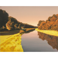 Painting “Evening by the River” (2022) | Magdalena Laskowska – acrylic on canvas, 92×73 cm