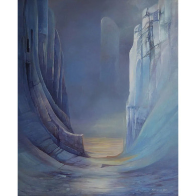 « L’Immense Silence » (2025) | Piotr Horodyński – huile sur toile, 61×50 cm, surréaliste