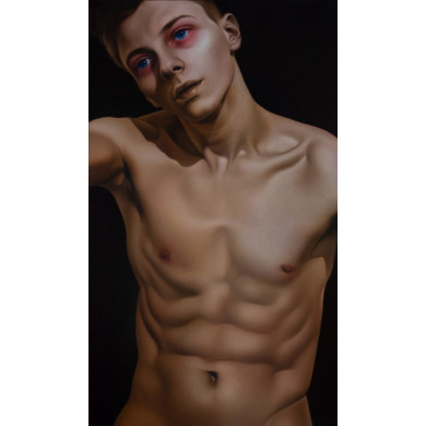 Obraz „Blue eyes” | Krzysztof Stępniewski – realizm, portret/akt, płótno, ok. 120 cm