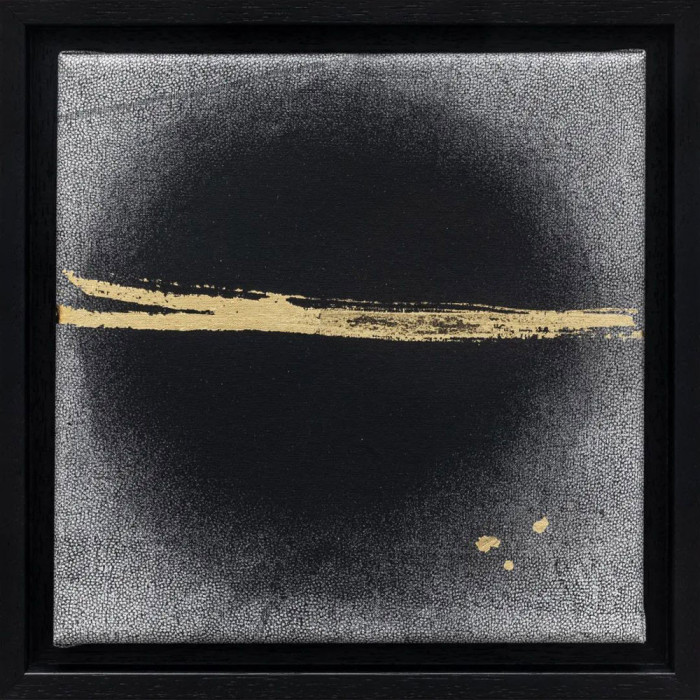 Grafika „Okruchy_45” – linoryt na płótnie ze złoceniami i mixed media Grafika „Okruchy_45” – linoryt na płótnie ze złoceniami i mixed media