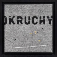 Grafika „Okruchy_44” – linoryt na płótnie ze złoceniami Grafika „Okruchy_44” – linoryt na płótnie ze złoceniami