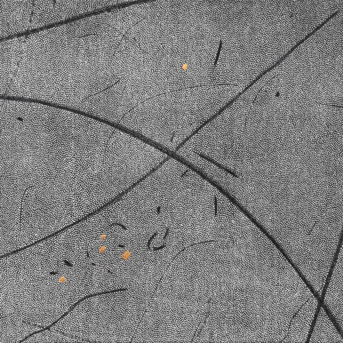 Grafika „Okruchy_43” – linoryt na płótnie ze złoceniami Grafika „Okruchy_43” – linoryt na płótnie ze złoceniami