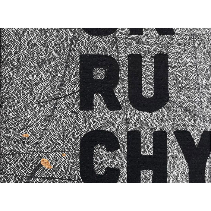 Grafika „Okruchy_42” – linoryt na płótnie z techniką mieszaną Grafika „Okruchy_42” – linoryt na płótnie z techniką mieszaną
