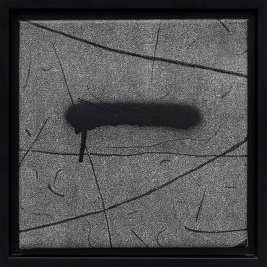 Estampe artistique « Okruchy_39 » – Linogravure sur toile avec spray Estampe artistique « Okruchy_39 » – Linogravure sur toile avec spray