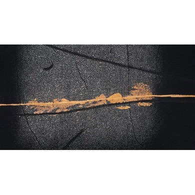 Grafika „Okruchy_38” – linoryt na płótnie ze złoceniami i pastelą Grafika „Okruchy_38” – linoryt na płótnie ze złoceniami i pastelą