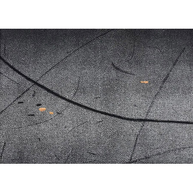 Estampe artistique « Okruchy_37 » – Linogravure sur toile avec dorures et crayon Estampe artistique « Okruchy_37 » – Linogravure sur toile avec dorures et crayon