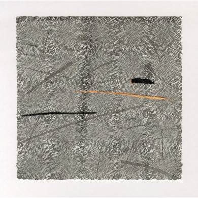 Estampe artistique « Okruchy_16 » – Linogravure sur papier Zerkall avec pastel et dorures Estampe artistique « Okruchy_16 » – Linogravure sur papier Zerkall avec pastel et dorures