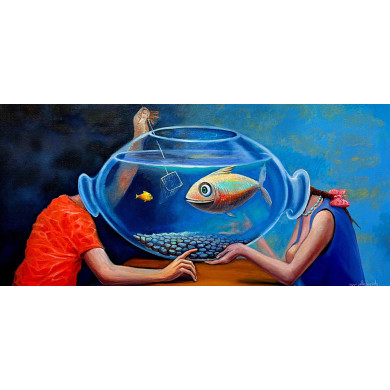 Peinture « Rybka, 2022 » – Huile sur toile, 100×50 cm Peinture « Rybka, 2022 » – Huile sur toile, 100×50 cm