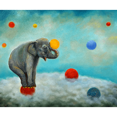Gemälde „Elefant, 2022“ – Öl auf Leinwand, 100×80 cm Gemälde „Elefant, 2022“ – Öl auf Leinwand, 100×80 cm