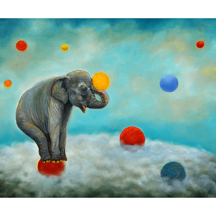Obraz „Słoń, 2022” – olej na płótnie, 100×80 cm Obraz „Słoń, 2022” – olej na płótnie, 100×80 cm