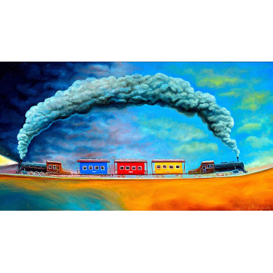Peinture « Train, 2021 » – Huile sur toile Peinture « Train, 2021 » – Huile sur toile